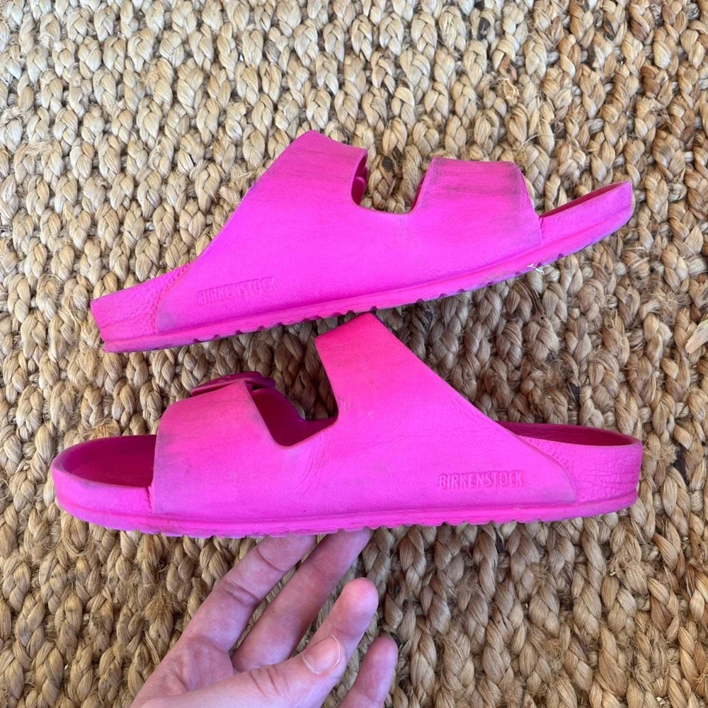 Birkenstock Arizona EVA Neon‎ Pink Sandals Kids Size 34 US 3 Waterproof Slide